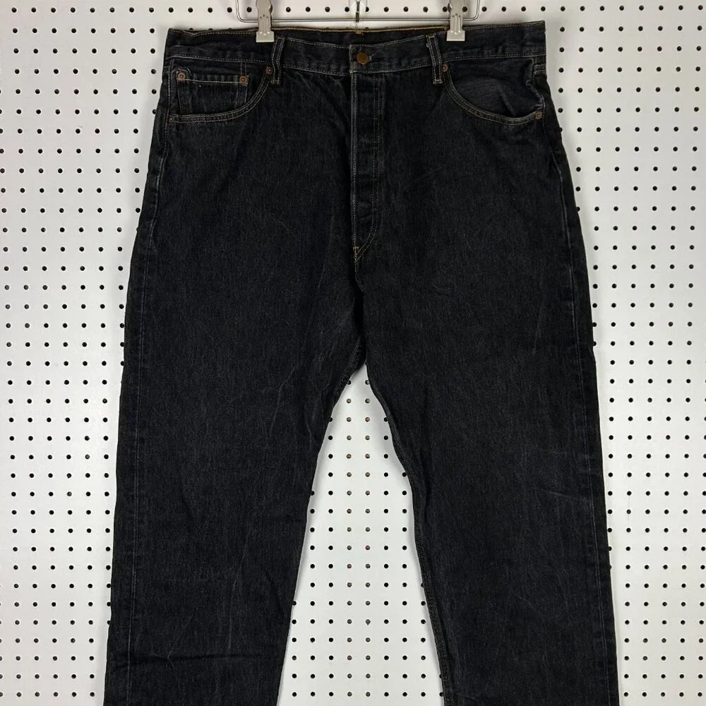Levi's 501XX Black Denim Jeans 38x32 Cotton Straight‎ Fit Button Fly Riveted Y2K